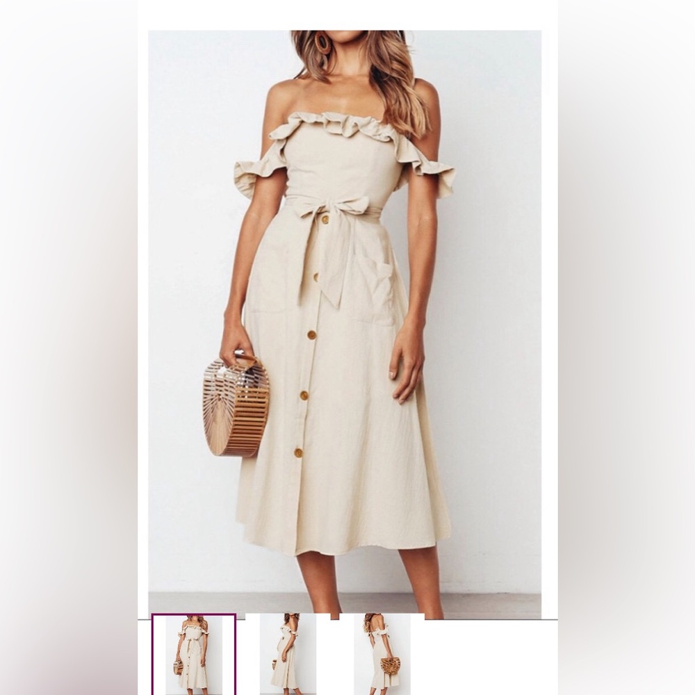 Elegant Cream Ruffle Dress